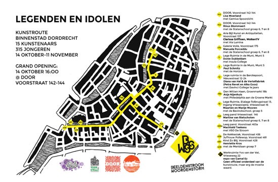 Kunstenaars en jongeren verbinden binnenstad Dordrecht door kunstroute vol Legenden en Idolen