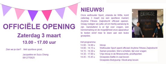 Officiële opening Anytime Fitness Zwijndrecht