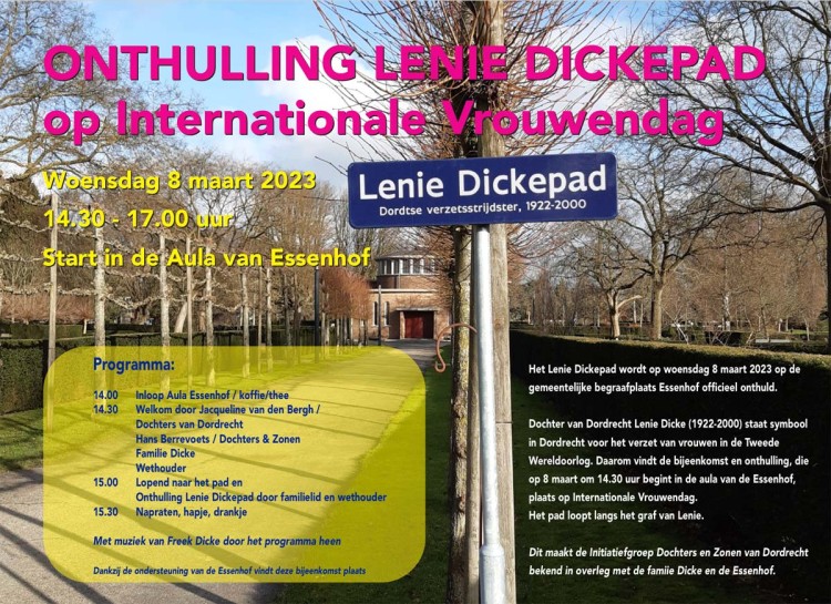 Op Internationale Vrouwendag wordt het Lenie Dickepad onthuld